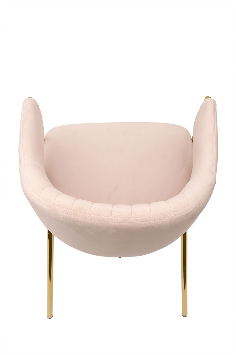 Велурен стол Glamour Velvet със златни крака – прахово розово - Image 2