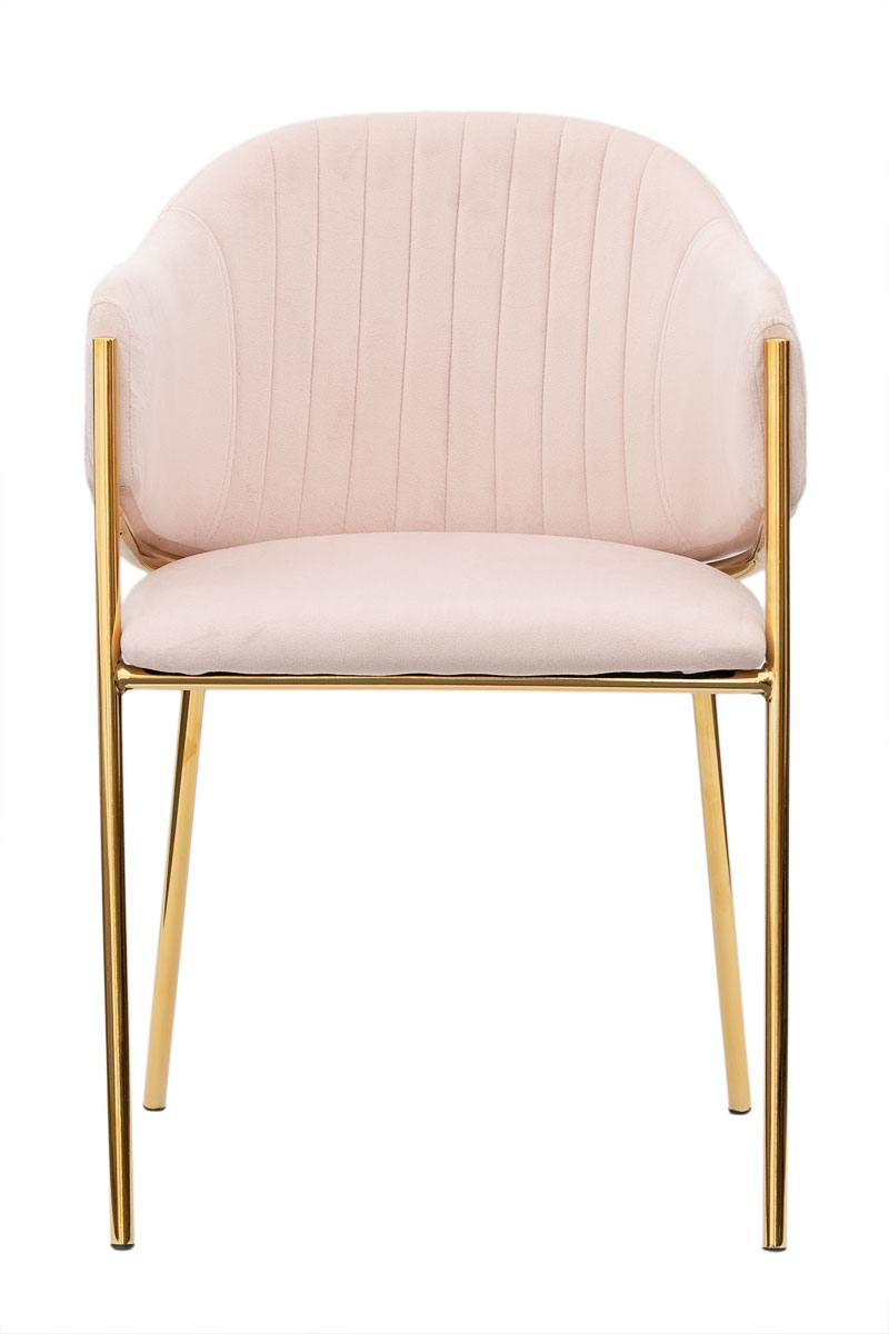 Велурен стол Glamour Velvet със златни крака – прахово розово - Image 3