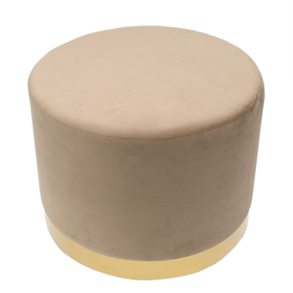 Тапицирана велурена табуретка за крака cappuccino Fi55cm - Image 2