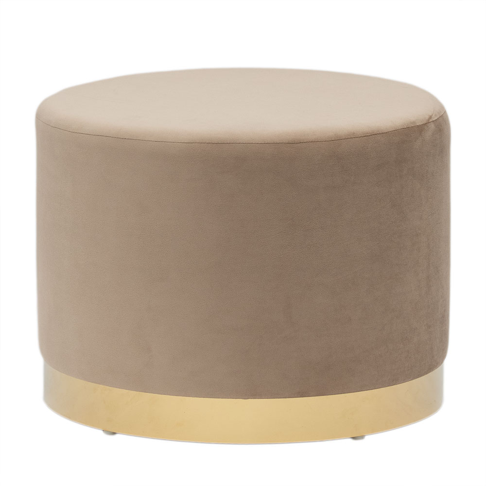 Тапицирана велурена табуретка за крака cappuccino Fi55cm