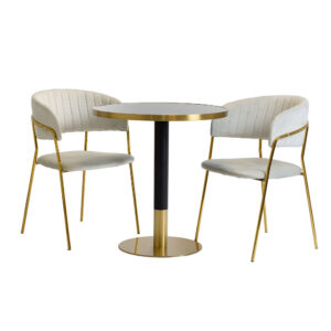 Комплект маса за кафене Gold bar ARP609 Fi70cm черна + 2 стола Glamour