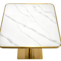Комплект маса за кафене Gold bar ARP608 70x70cm бяла + 2 стола Glamour сиви